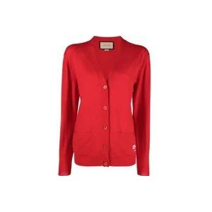 Gucci Rode wollen cardigan met paardenbit-detail , Red , Dames , Maat: S