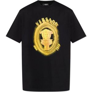 Versace, Heren, Tops, Zwart, Maat: L Katoen,