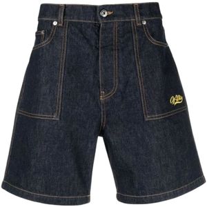 Off White, Heren, Korte broeken, Blauw, Maat: W30 Katoen,