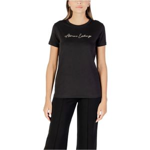 Armani Exchange, Dames, Tops, Zwart, Maat: XL Katoen,