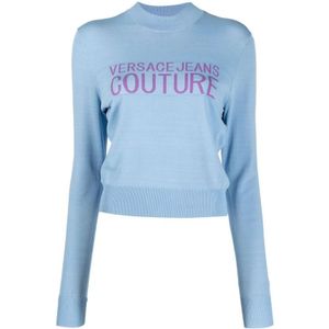 Versace Jeans Couture, Dames, Truien, Blauw, Maat: S Viscose,