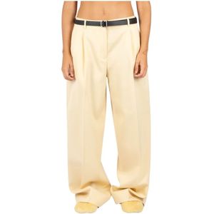 Jil Sander, Dames, Broeken, Beige, Maat: S Wol,