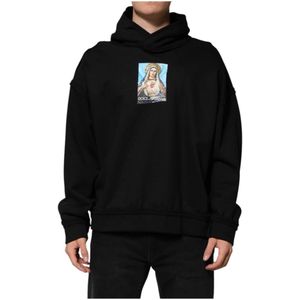 Dolce & Gabbana, Heren, Sweatshirts & Hoodies, Zwart, Maat: XL Katoen,