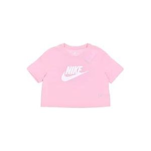 Nike Zachtroze Crop Icon Tee , Pink , Dames , Maat: M