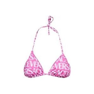 Versace Logo Print Driehoek Bikini Top , Pink , Dames , Maat: L