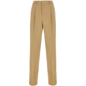 Saint Laurent, Heren, Broeken, Beige, Maat: M Wol,