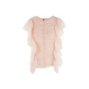 Chloé Gerimpeld perzikroze mouwloos shirt , Pink , Dames , Maat: S