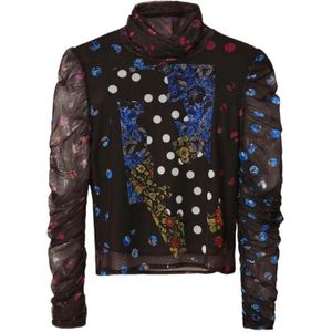 Desigual, Dames, Tops, Zwart, Maat: XS Poliester,