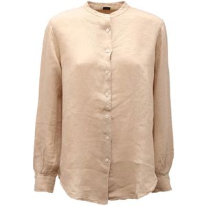 Fay, Dames, Blouses & Shirts, Beige, Maat: M Linnen,