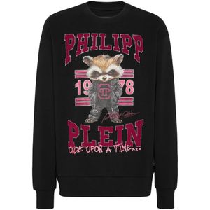 Philipp Plein, Heren, Sweatshirts & Hoodies, Zwart, Maat: XS Fleece,