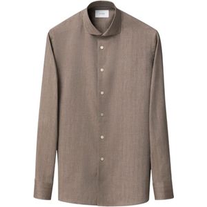 Eton, Heren, Overhemden, Bruin, Maat: M Flanel,