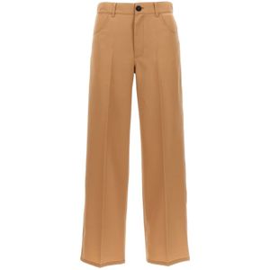 Jil Sander, Dames, Broeken, Beige, Maat: XS Wol,