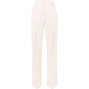 Elisabetta Franchi - Broek - Boter - Crêpe Stof - Wijde Pijpen