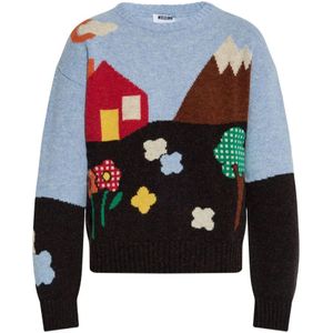 Moschino, Dames, Truien, Veelkleurig, Maat: S Wol,