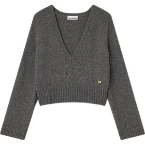 Ganni, Dames, Truien, Grijs, Maat: XS Wol,