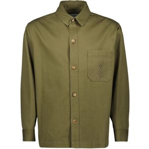 Saint Laurent, Heren, Overhemden, Groen, Maat: L Denim,