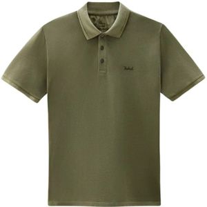 Woolrich, Heren, Tops, Groen, Maat: M Katoen,