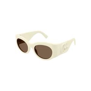 Gucci Stijlvolle Oversized Ovale Zonnebril , White , Dames , Maat: 53 MM