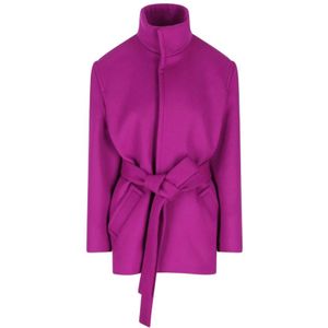 Saint Laurent, Dames, Mantels, Paars, Maat: S Wol,