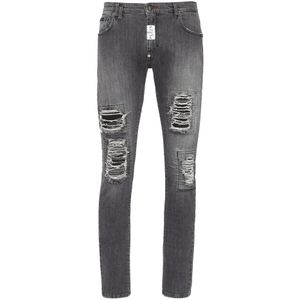 Philipp Plein, Heren, Jeans, Grijs, Maat: W30 Denim,
