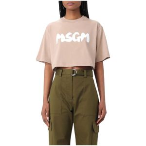 Msgm, Dames, Tops, Beige, Maat: S Katoen,