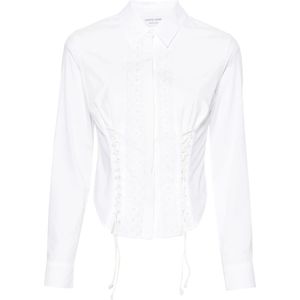 Marine Serre, Dames, Blouses & Shirts, Wit, Maat: L Katoen,