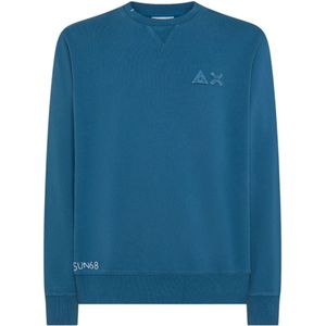 Sun68, Heren, Sweatshirts & Hoodies, Blauw, Maat: M Fleece,