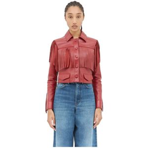 Chloé, Dames, Jassen, Rood, Maat: XS Leer,