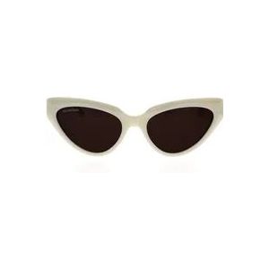 Balenciaga Cat-Eye Zonnebril met Textuurafwerking , White , Dames , Maat: 56 MM