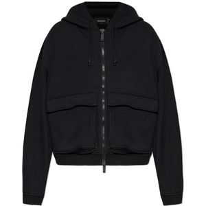 Dsquared2, Heren, Sweatshirts & Hoodies, Zwart, Maat: L Katoen,