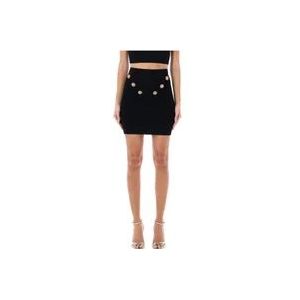 Balmain Knoop Mini Rok , Black , Dames , Maat: S