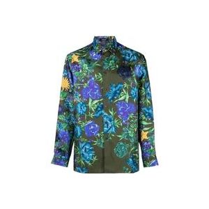 Versace Zijden overhemd met bloemenprint , Multicolor , Heren , Maat: L