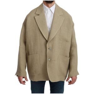 Dolce & Gabbana, Heren, Jassen, Beige, Maat: M Zijde,