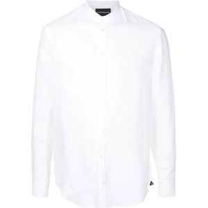 Emporio Armani, Heren, Overhemden, Wit, Maat: 2XL Linnen,