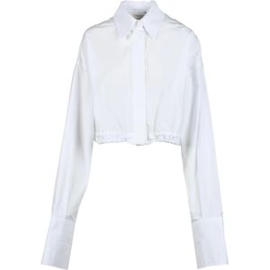 Sportmax, Dames, Blouses & Shirts, Wit, Maat: S Katoen,