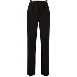 Elisabetta Franchi - Broek van Crêpe met Juweelaccessoire - Zwart - Dames