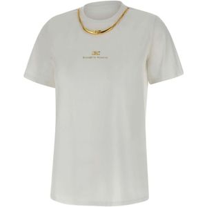 Elisabetta Franchi, Dames, Tops, Wit, Maat: L Katoen,