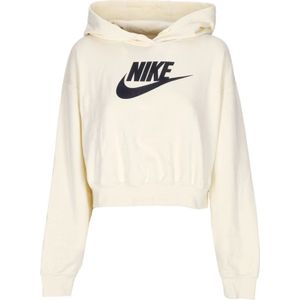 Nike Grafische Oversized Crop Hoodie Kokosmelk/Zwart , Beige , Dames , Maat: L