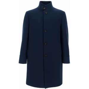 Eleventy, Heren, Mantels, Blauw, Maat: S Wol,