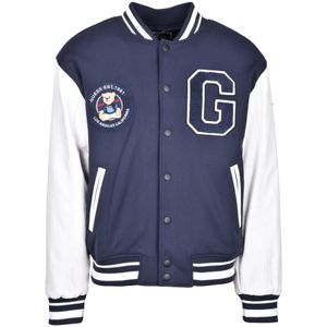 Guess, Heren, Jassen, Blauw, Maat: M Leer,