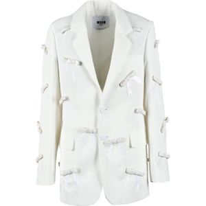 Msgm, Dames, Jassen, Wit, Maat: 3XS Poliester,