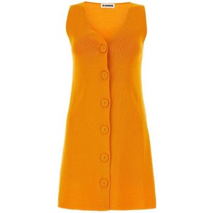 Jil Sander, Dames, Jurken, Oranje, Maat: S Katoen,