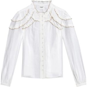 Isabel Marant, Dames, Blouses & Shirts, Wit, Maat: M Katoen,
