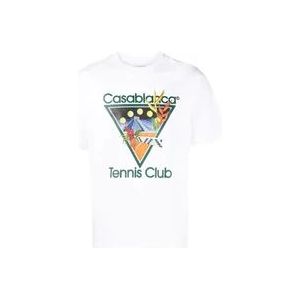 Casablanca Tennis Club Icon Wit T-Shirt , White , Heren , Maat: S
