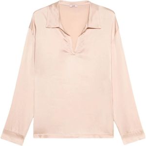 Oltre, Dames, Blouses & Shirts, Roze, Maat: L Satijn,