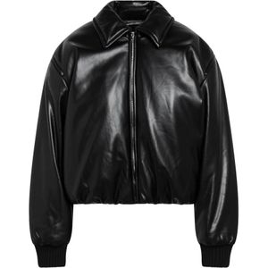 Acne Studios, Dames, Jassen, Zwart, Maat: S Leer,