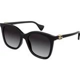 Gucci Zwarte/Grijze Zonnebril , Black , Dames , Maat: 55 MM