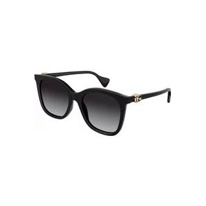 Gucci Zwarte/Grijze Zonnebril , Black , Dames , Maat: 55 MM