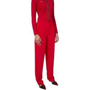 Elisabetta Franchi, Dames, Broeken, Rood, Maat: M Leer,