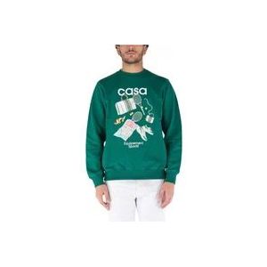 Casablanca Sportuitrusting Crewneck Sweatshirt , Green , Heren , Maat: L